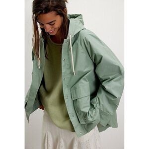 Free People We The Free Seafarer Raincoat Jacket Waterproof Sage Green Small